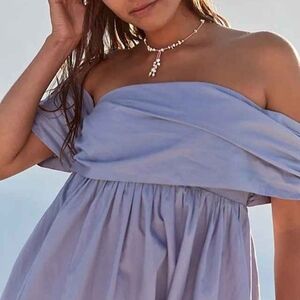 Elegant Off-Shoulder Blue Dress